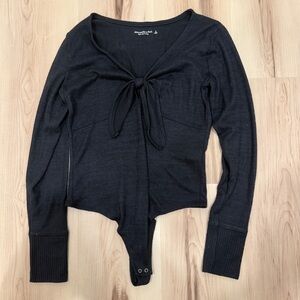 Abercrombie & Fitch Tie Front Bodysuit Black Size Small
